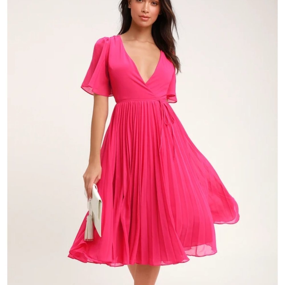Elegant Pink Wrap Dress